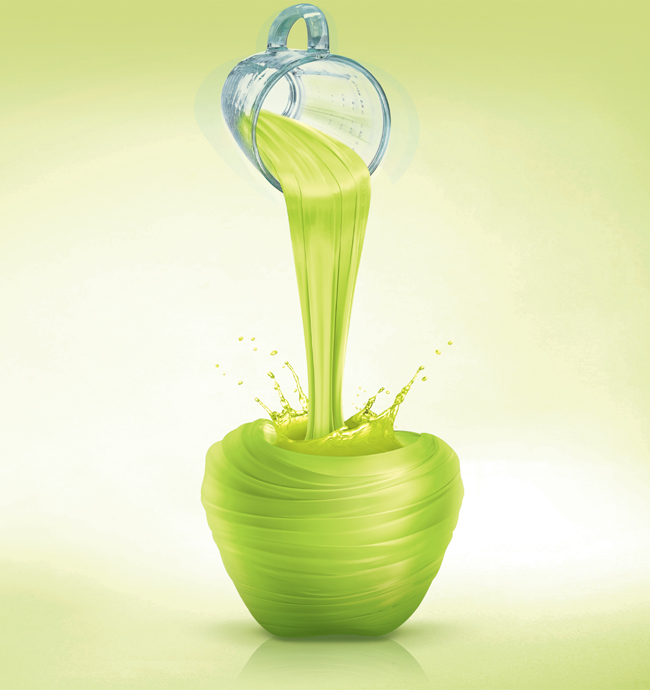 苹果果汁与杯子创意广告设计 - 爱图网设计图片素材下载